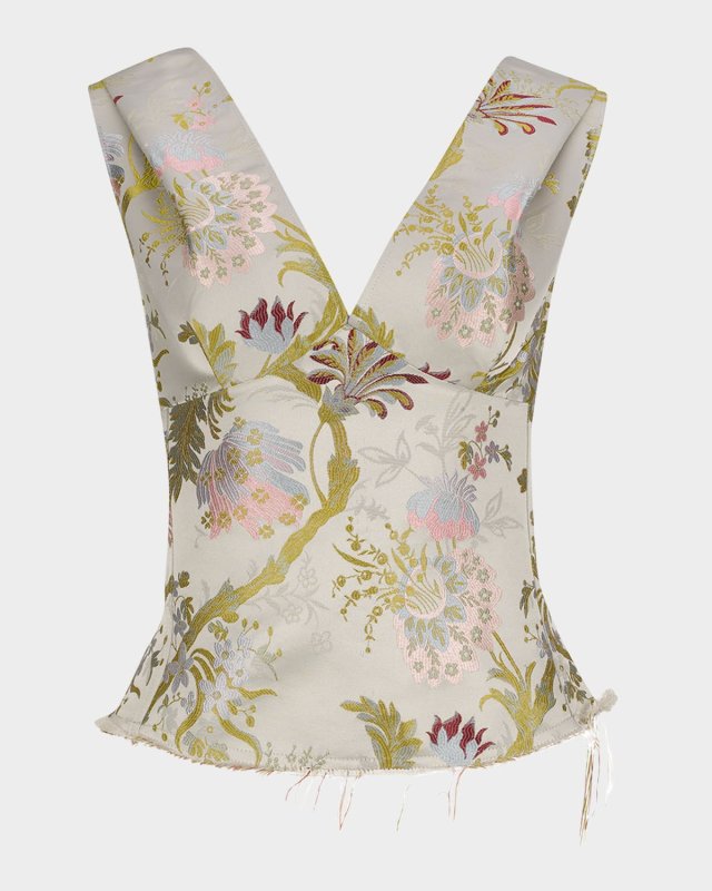 Floral Satin Brocade Top